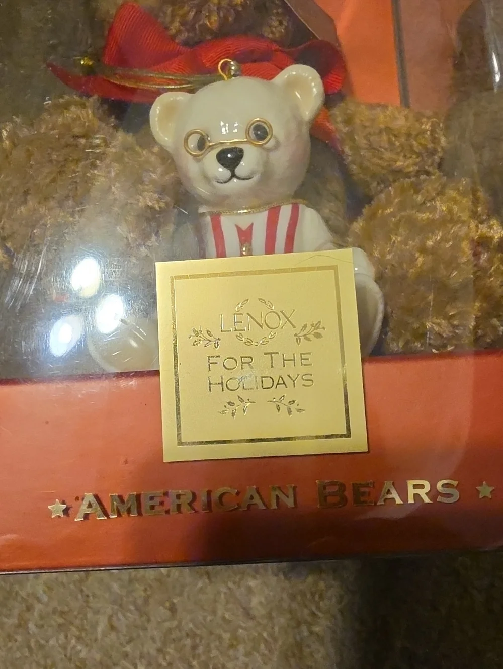 Lenox American Bears Holiday 100th Annivetsary Teddy Bear Ornament & Plush